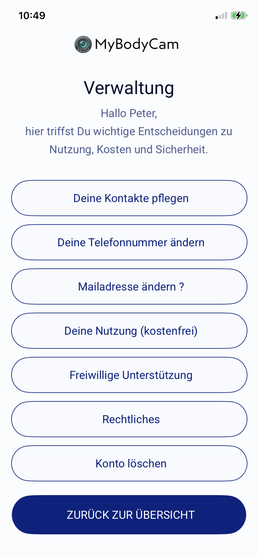 Verwaltung mit dem Menüpunkt Deine Kontakte pflegen