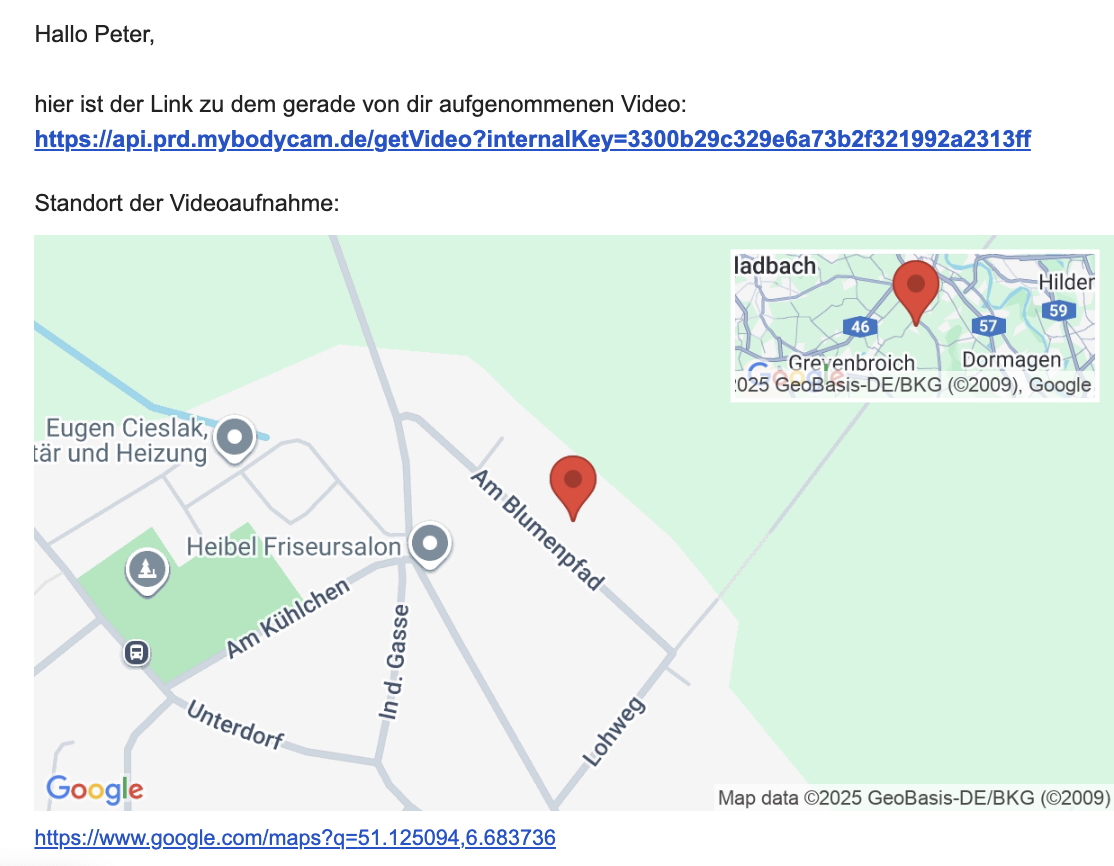 Beispiel: E-Mail mit Standortkarte